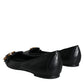 Black Devotion Leather Pointy Flats Shoes