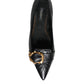 Black Devotion Leather Pointy Flats Shoes