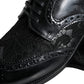 Black Leather Floral Lace Dress Formal Shoes