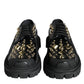 Black Leather Trekking Derby Embellished Shoes