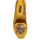 Mustard Lace Crystal Ballet Flats Loafer Shoes