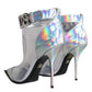 Silver Iridescent PVC Pointed Short Boots Shoes