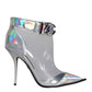 Silver Iridescent PVC Pointed Short Boots Shoes