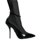 Black Leather Stilettos Booties Socks Shoes