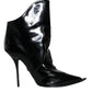 Black Patent Leather Pointed Ankle Boot Shoes