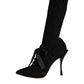 Black Stiletto Heels Mid Calf Boots Shoes