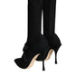 Black Stiletto Heels Mid Calf Boots Shoes