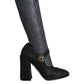 Black Crystal Mary Janes Booties Shoes