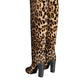 Beige Black Leopard Knee High Boots Shoes