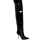 Black Patent Leather Knee High Boots Shoes