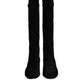 Black Suede Leather Knee High Boots Shoes