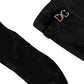 Black Suede Leather Knee High Boots Shoes