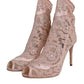 Beige Stretch Taormina Lace Boots Shoes