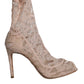 Beige Stretch Taormina Lace Boots Shoes