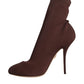 Brown Stiletto Heels Socks Ankle Boots Shoes