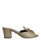 Beige DG Amore Slip On Heels Sandals Shoes