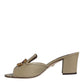 Beige DG Amore Slip On Heels Sandals Shoes