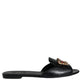 Black DG Amore Leather Slip On Flats Shoes