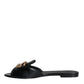 Black DG Amore Leather Slip On Flats Shoes