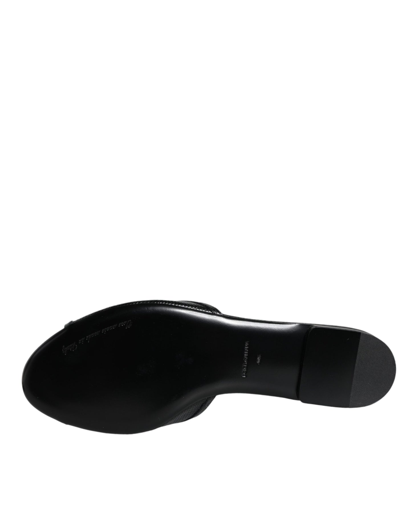 Black DG Amore Leather Slip On Flats Shoes