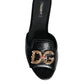 Black DG Amore Leather Slip On Flats Shoes