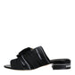 Black White Crystal Slides Sandals Shoes