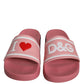 Pink Leather I Love D&G Sandals Slides Shoes