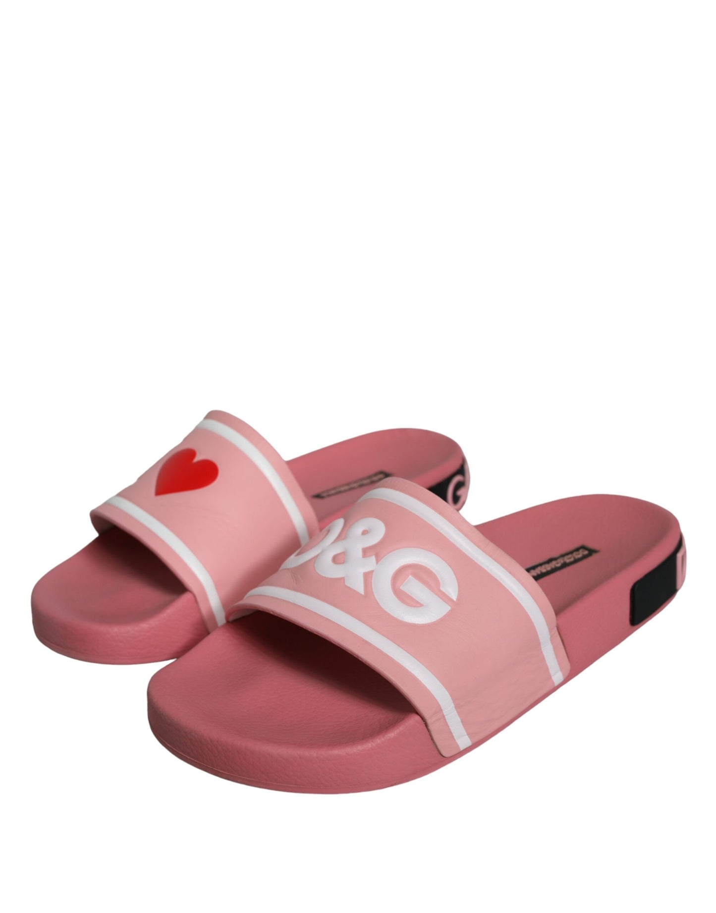 Pink Leather I Love D&G Sandals Slides Shoes