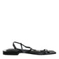 Black Leather Logo Ankle Strap Keira Sandals Shoes