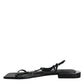 Black Leather Logo Ankle Strap Keira Sandals Shoes