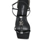 Black Leather Logo Ankle Strap Keira Sandals Shoes