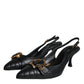 Black Devotion Leather Heels Slingback Shoes