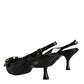 Black Devotion Leather Heels Slingback Shoes