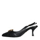 Black Devotion Leather Heels Slingback Shoes