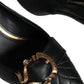 Black Devotion Leather Heels Slingback Shoes