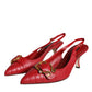 Red Devotion Leather Heels Slingback Shoes