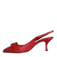 Red Devotion Leather Heels Slingback Shoes