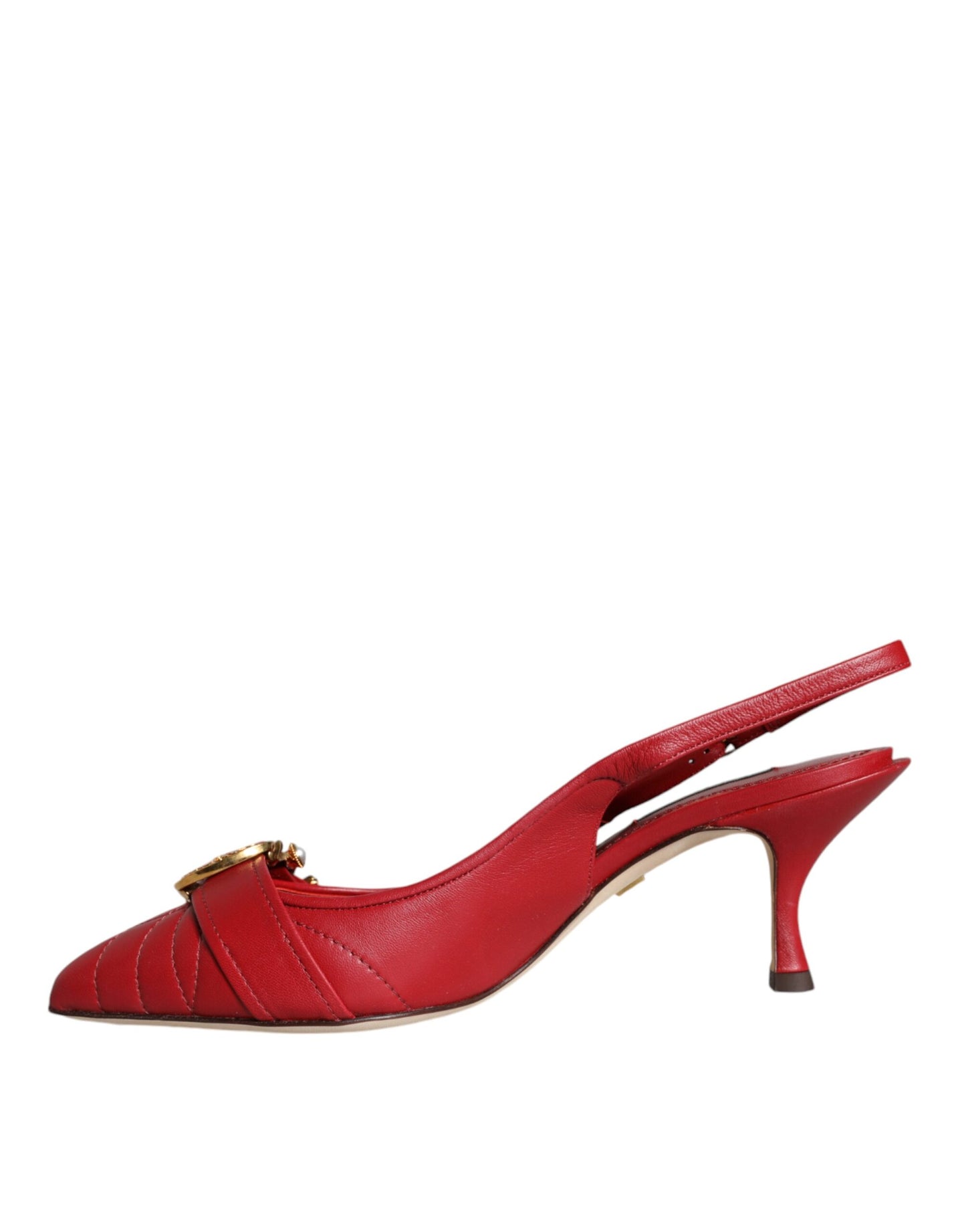 Red Devotion Leather Heels Slingback Shoes