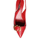 Red Devotion Leather Heels Slingback Shoes