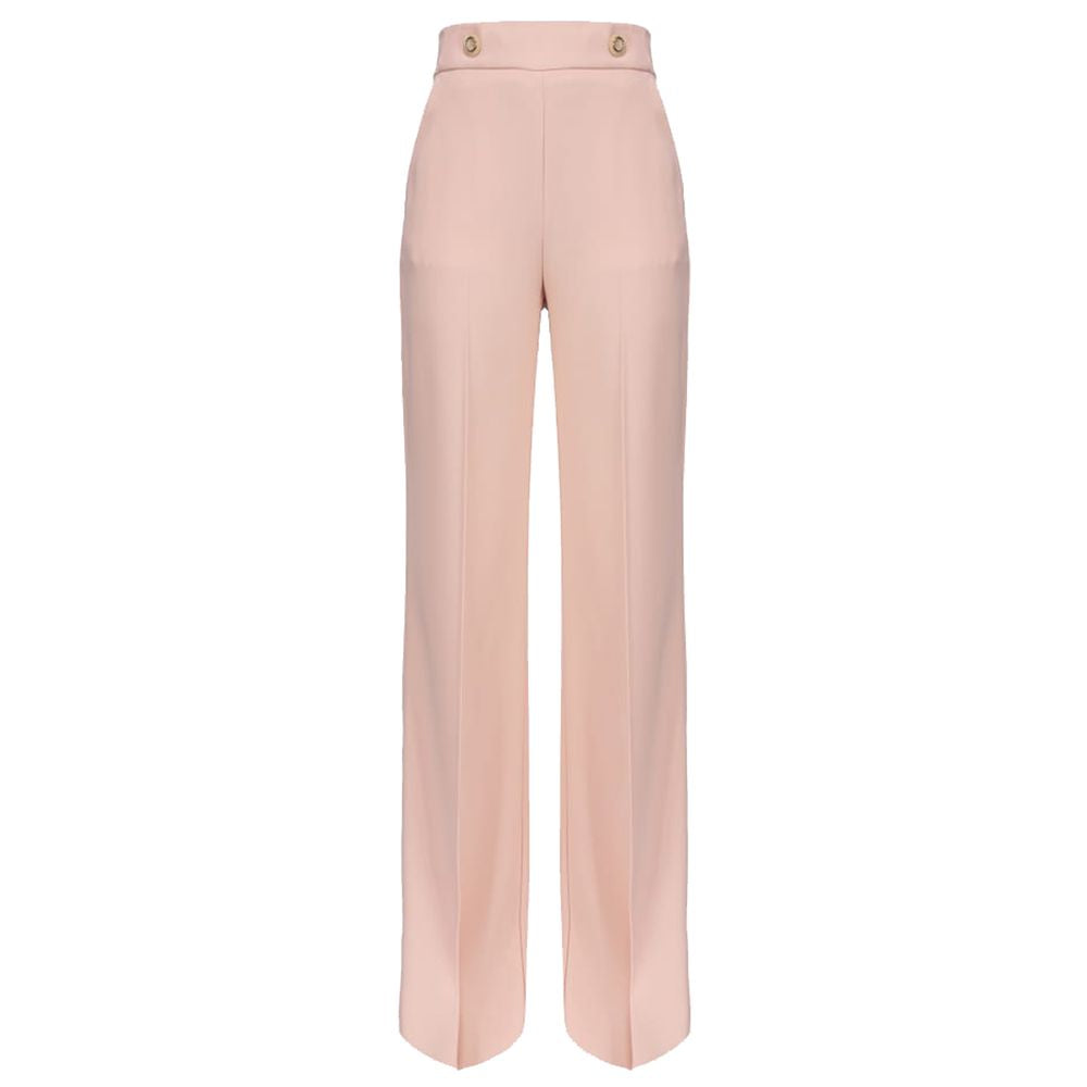 Pink Polyester Women Pants with Gold Detail