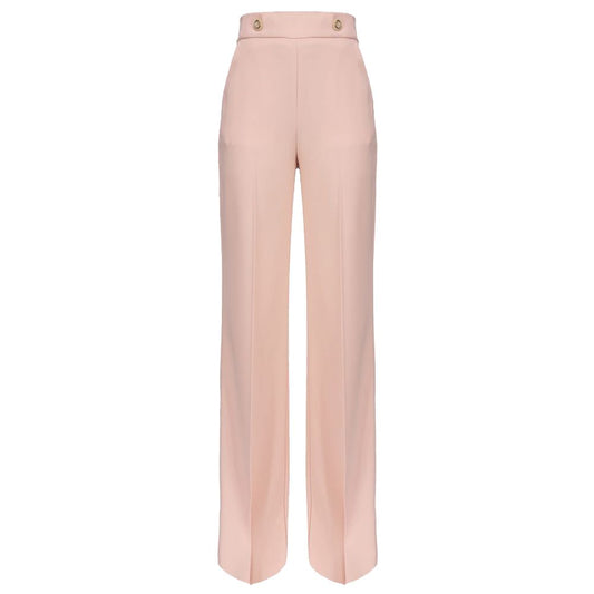 Pink Polyester Women Pants with Gold Detail