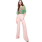 Pink Polyester Women Pants with Gold Detail