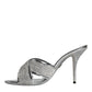 Silver Crystals Keira Heels Slides Shoes