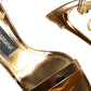 Gold Leather High Heels Sandals Shoes