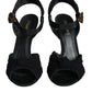 Black KEIRA Heels Ankle Strap Sandals Shoes