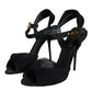 Black KEIRA Heels Ankle Strap Sandals Shoes