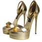 Gold Leather Platform Keira Sandals Shoes