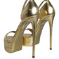 Gold Leather Platform Keira Sandals Shoes