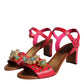 Fuchsia Leather Embellished Keira Sandals Shoes