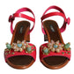 Fuchsia Leather Embellished Keira Sandals Shoes